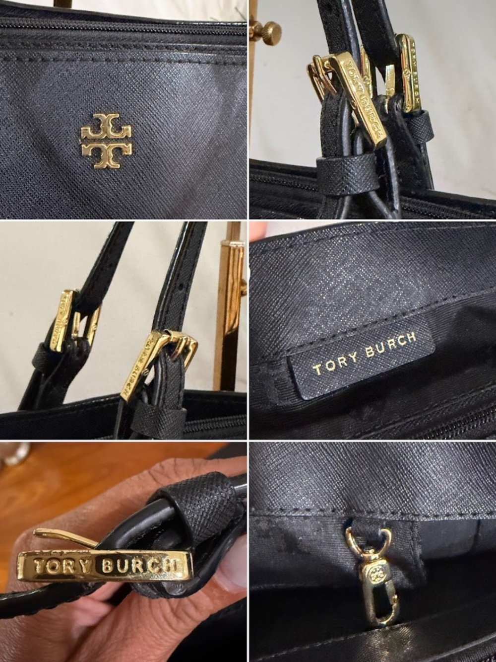 Tory Burch Black Saffiano Leather Large Tote Laptop Shoulder Bag - Picture 8 of 10